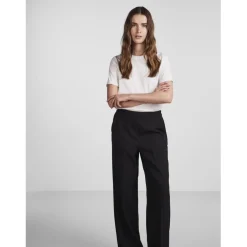 Pantalon de tailleur noir en coton Ana