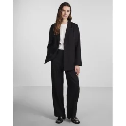 Pantalon de tailleur noir en coton Ana