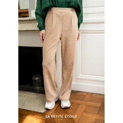 Pantalon Droit NAVAN beige en coton