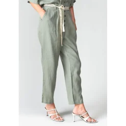 Pantalon droit RUFA kaki Clio en lin
