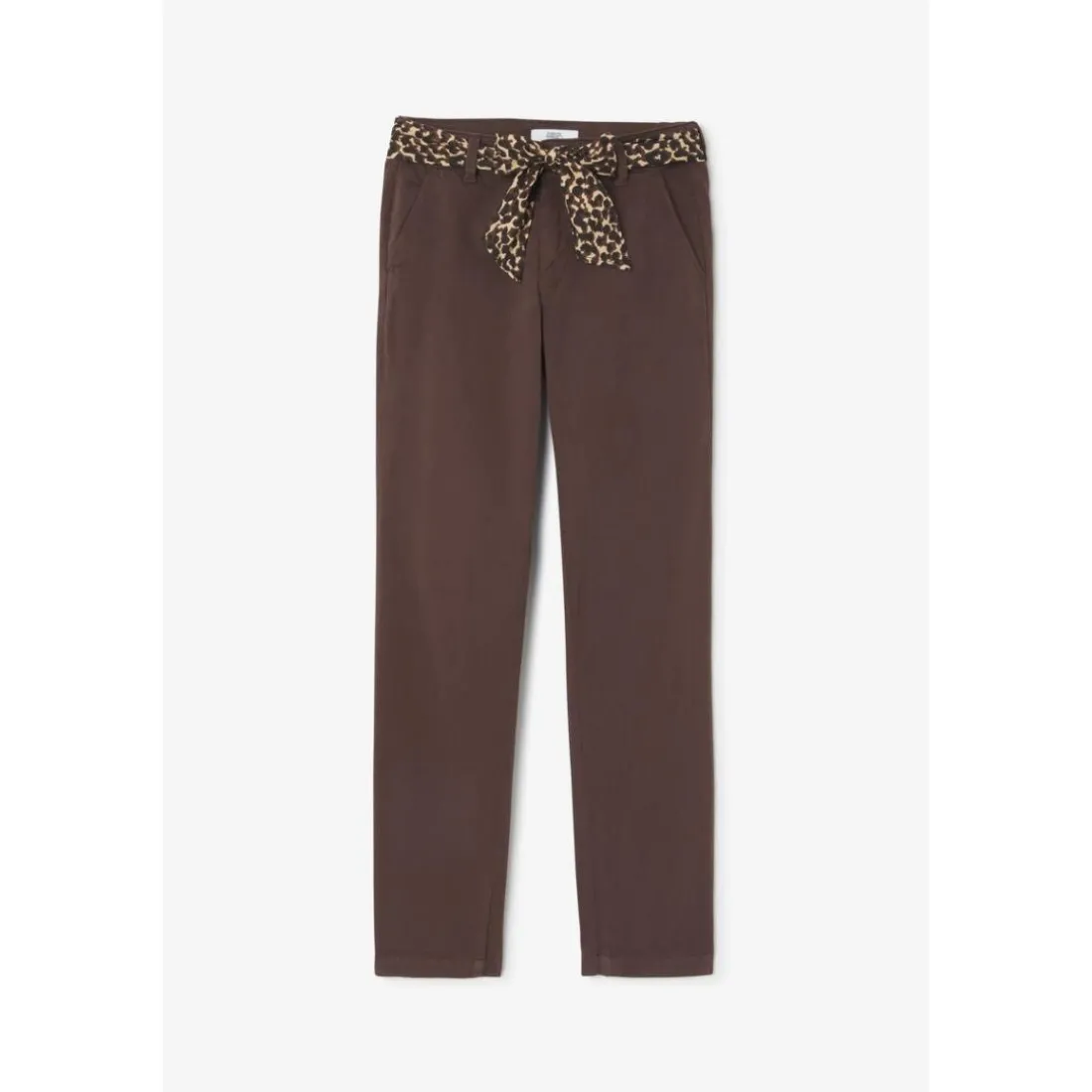 Pantalon droite KRISTIN marron en coton Ida