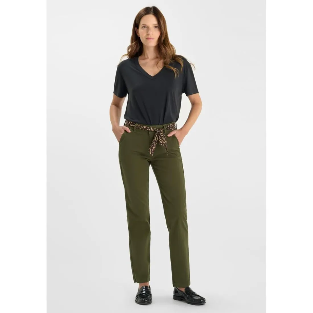 Pantalon droite KRISTIN vert en coton Lucy