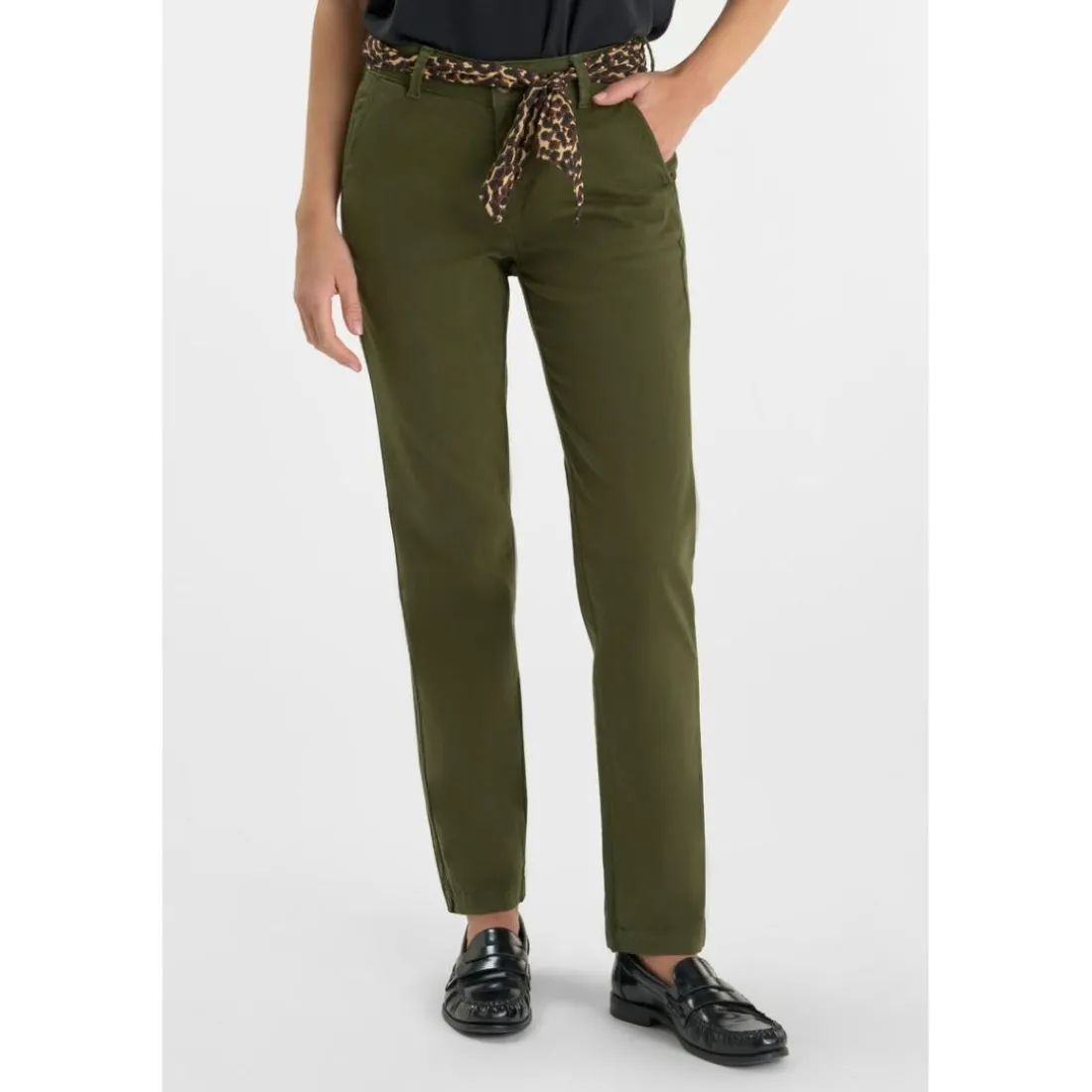 Pantalon droite KRISTIN vert en coton Lucy