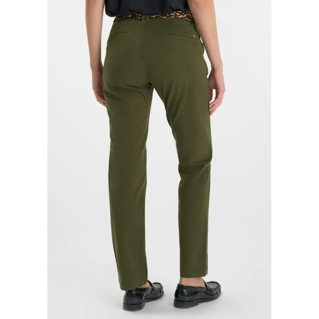Pantalon droite KRISTIN vert en coton Lucy