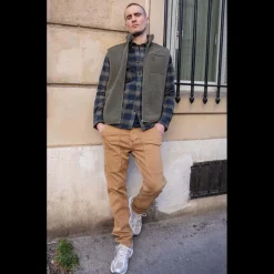 Pantalon droite WORK beige Vic en coton