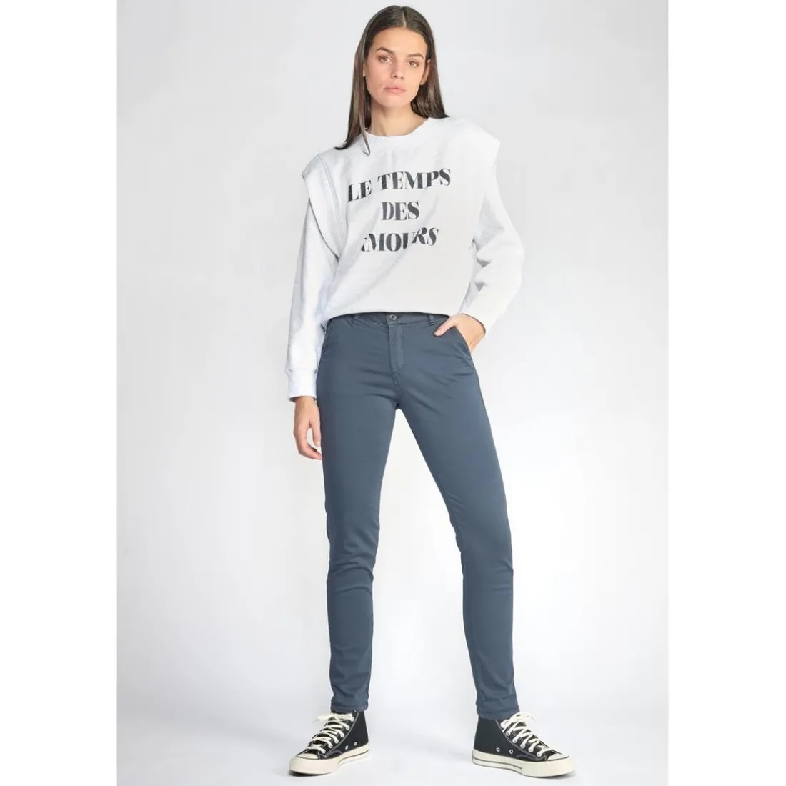 Pantalon dyli bleu marine en coton