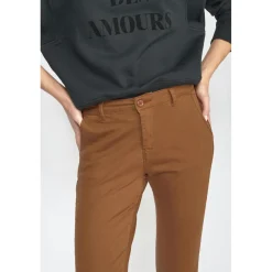 Pantalon dyli caramel marron en coton