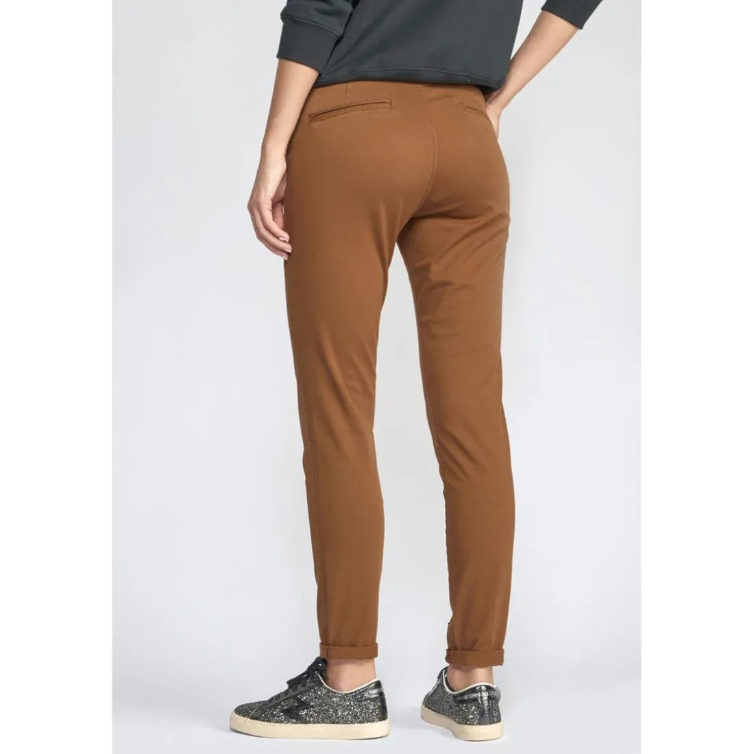 Pantalon dyli caramel marron en coton