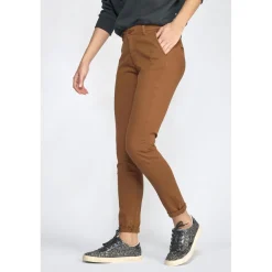 Pantalon dyli caramel marron en coton