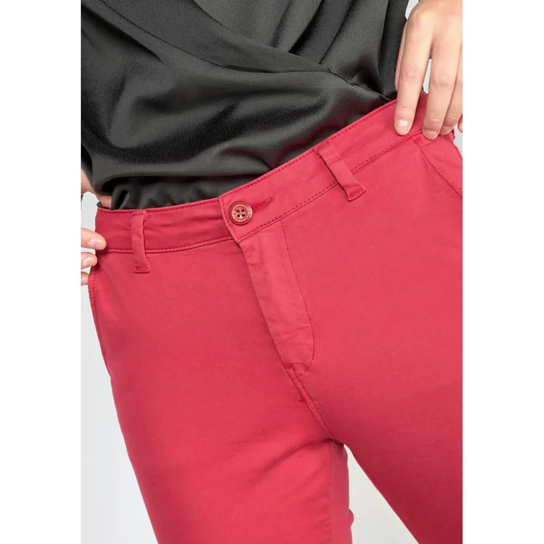 Pantalon dyli rouge framboise en coton
