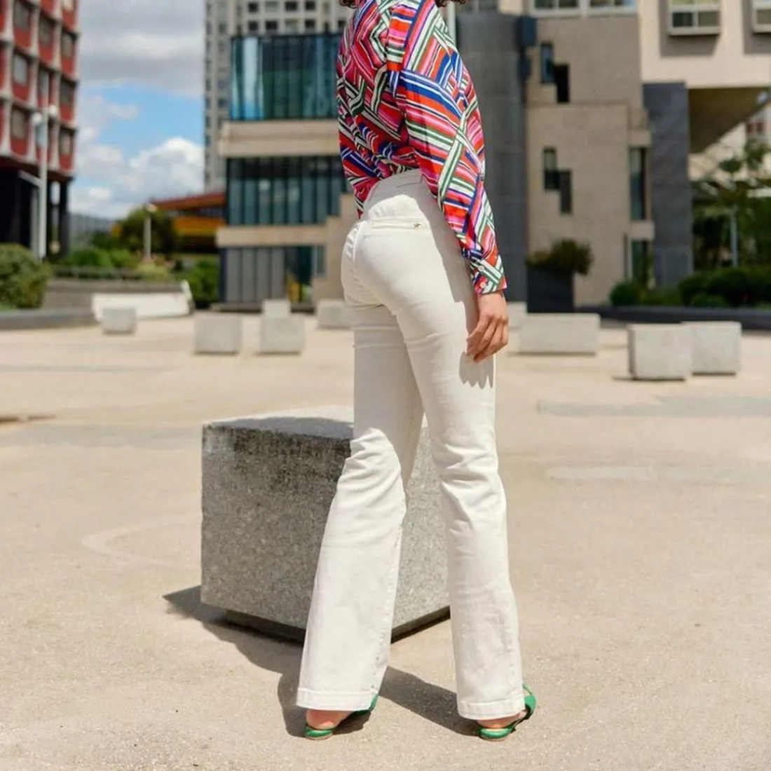 Pantalon ecru SONNY VELOURS en coton blanc