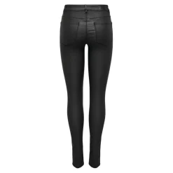 Pantalon en cuir synthétique braguette à boutons taille moyenne noir Isla
