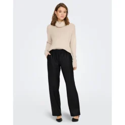 Pantalon en simili-cuir Ceinture élastiquée noir