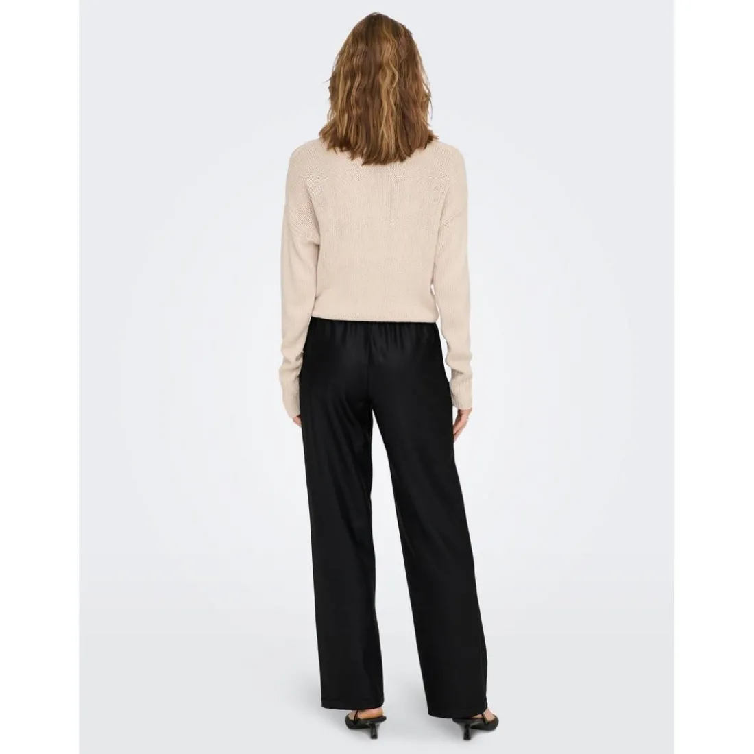 Pantalon en simili-cuir Ceinture élastiquée noir