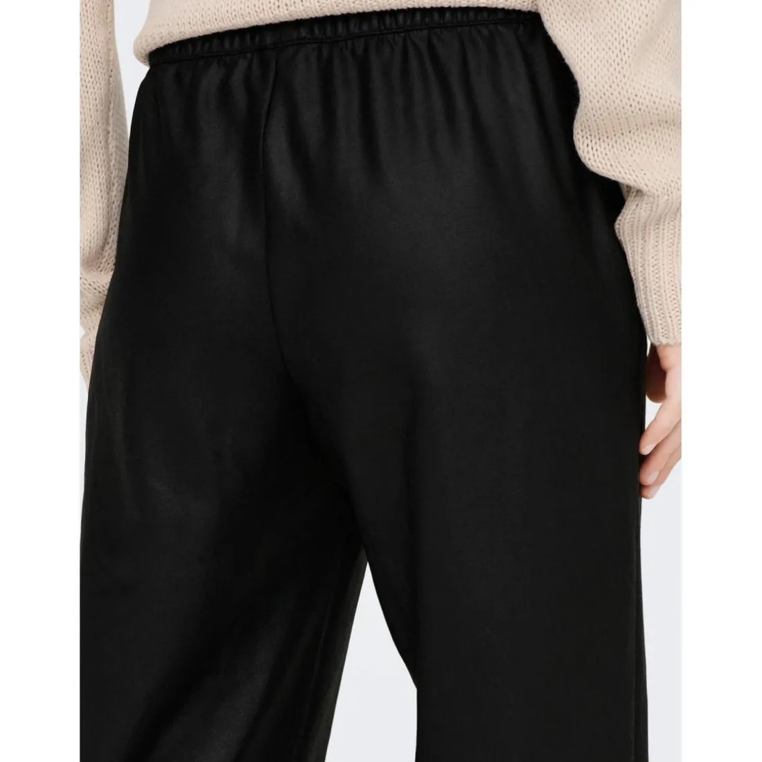 Pantalon en simili-cuir Ceinture élastiquée noir