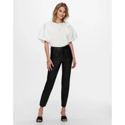 Pantalon en simili-cuir noir Gia