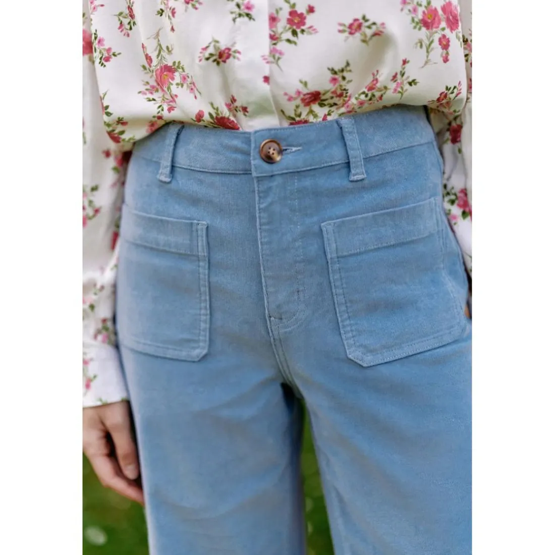 Pantalon en velours ATLANTY bleu gris