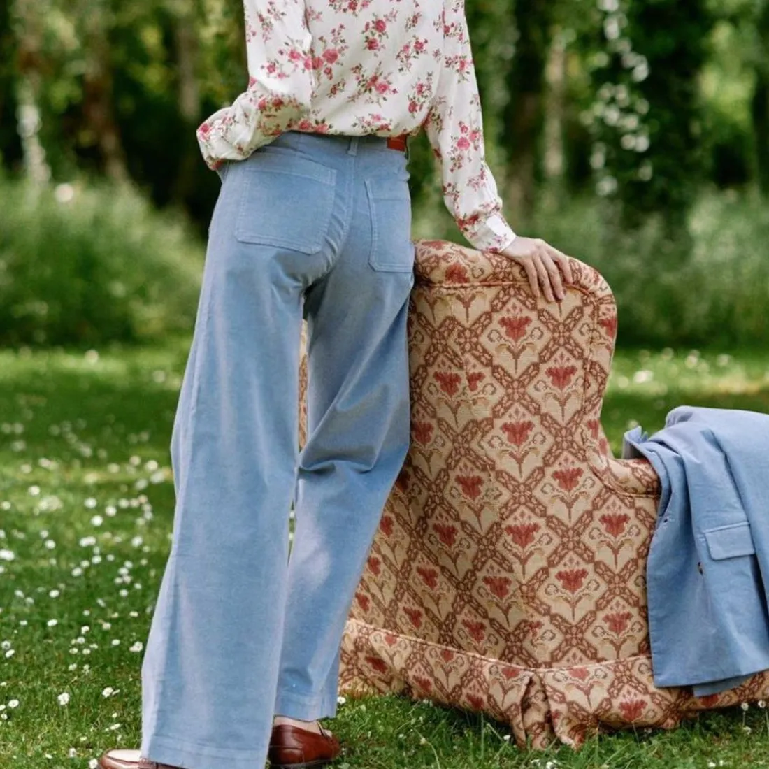 Pantalon en velours ATLANTY bleu gris