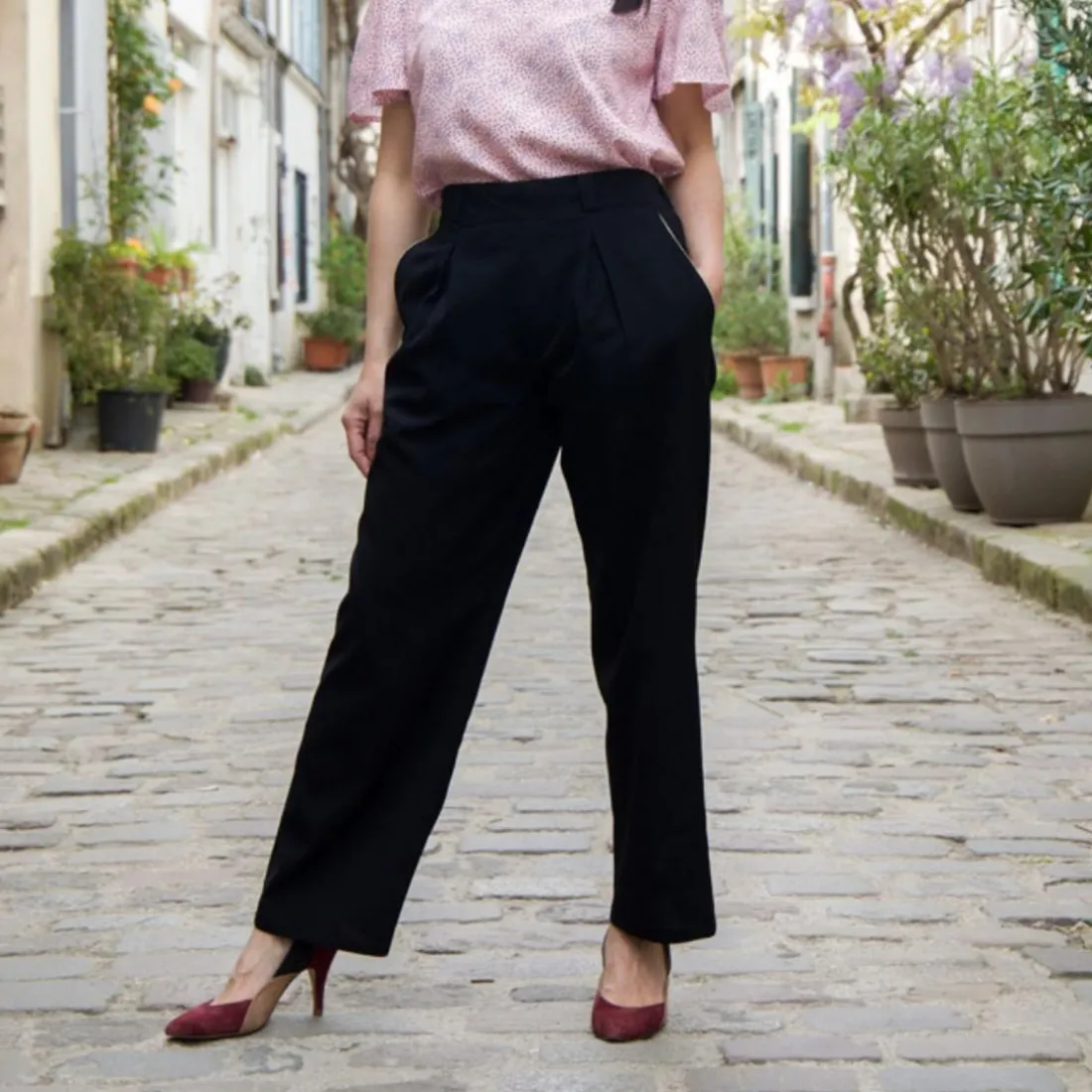 Pantalon Essential noir en viscose