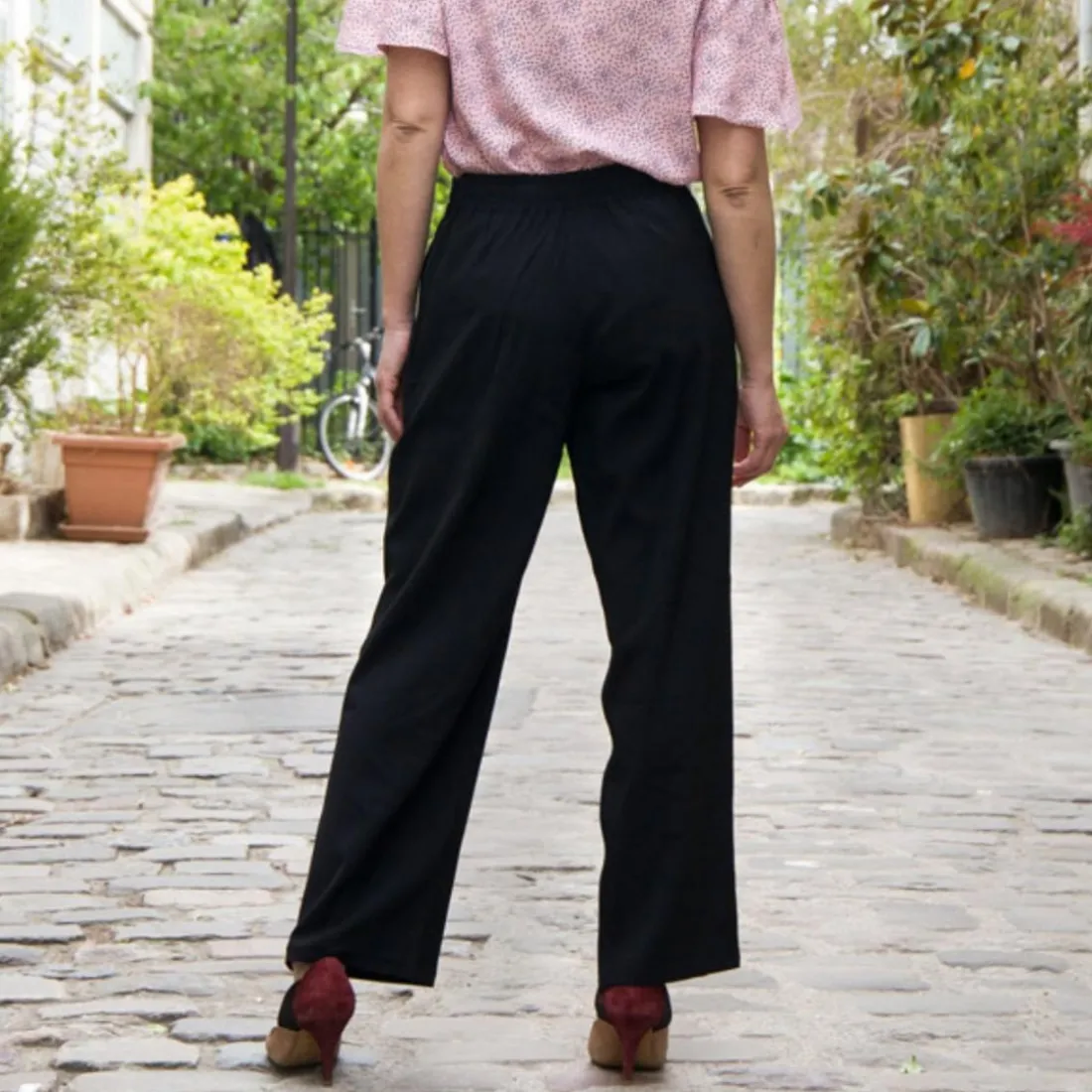 Pantalon Essential noir en viscose