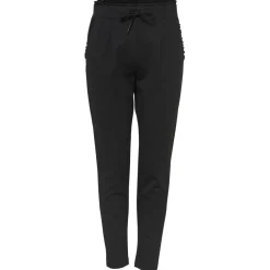 Pantalon fermeture à cordon taille moyenne noir en viscose Leah