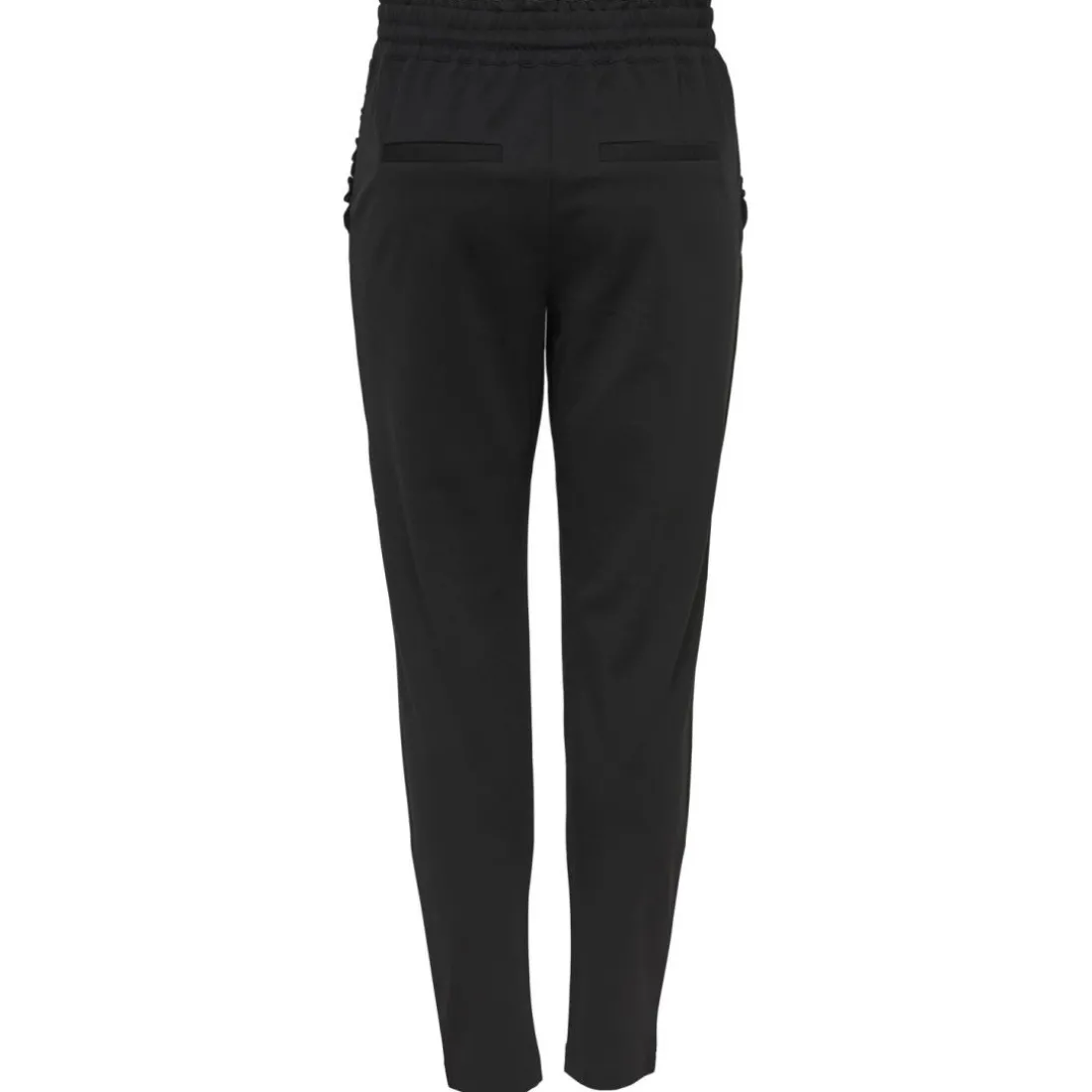 Pantalon fermeture à cordon taille moyenne noir en viscose Leah