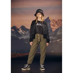Pantalon fille, loose, large MILA vert en coton