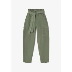 Pantalon fille, loose, large MILA vert en coton