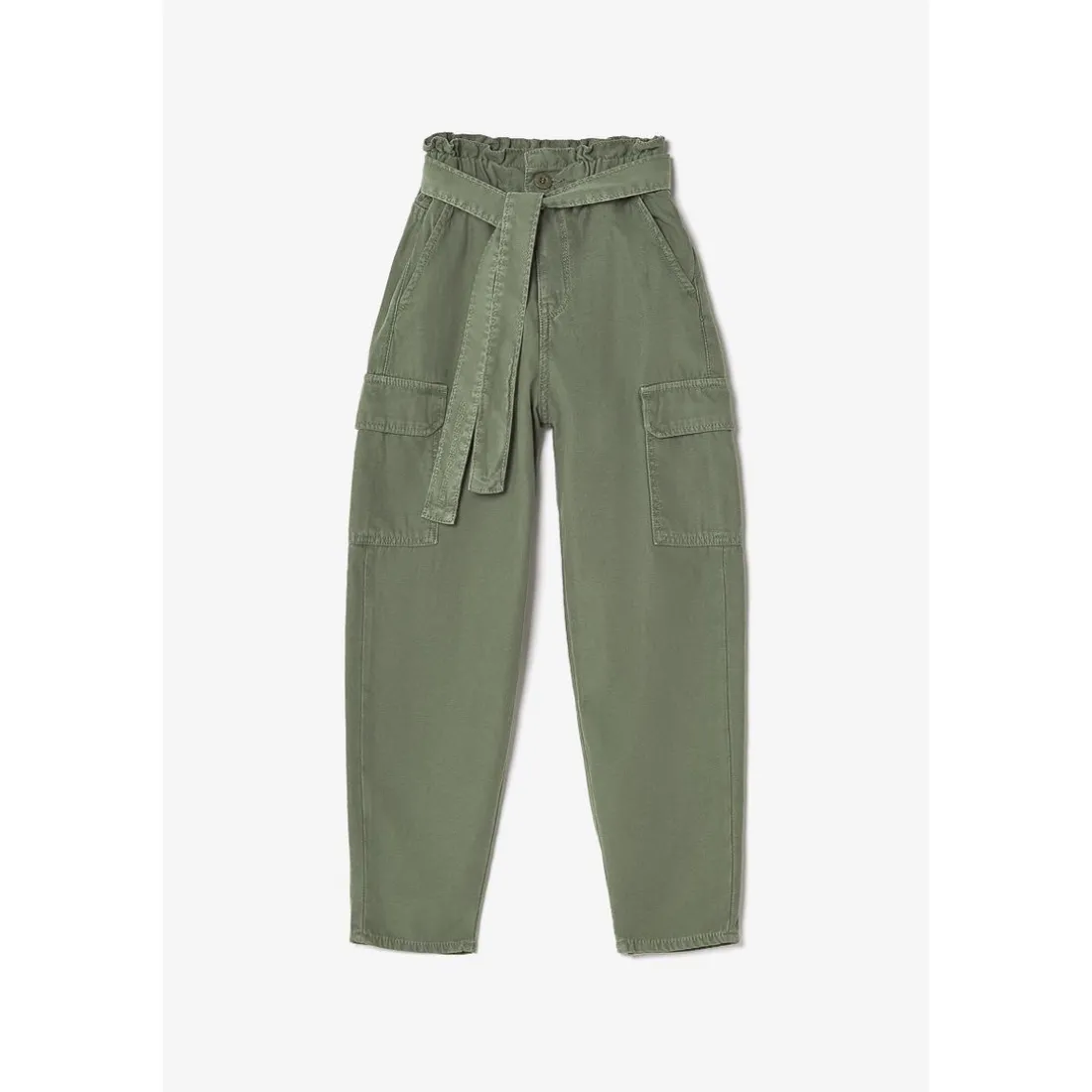 Pantalon fille, loose, large MILA vert en coton