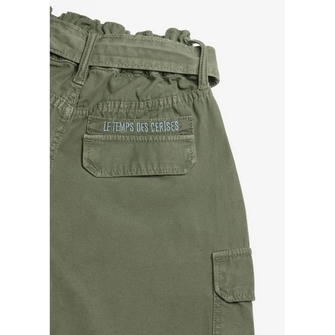 Pantalon fille, loose, large MILA vert en coton
