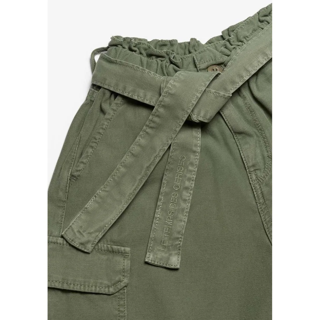 Pantalon fille, loose, large MILA vert en coton