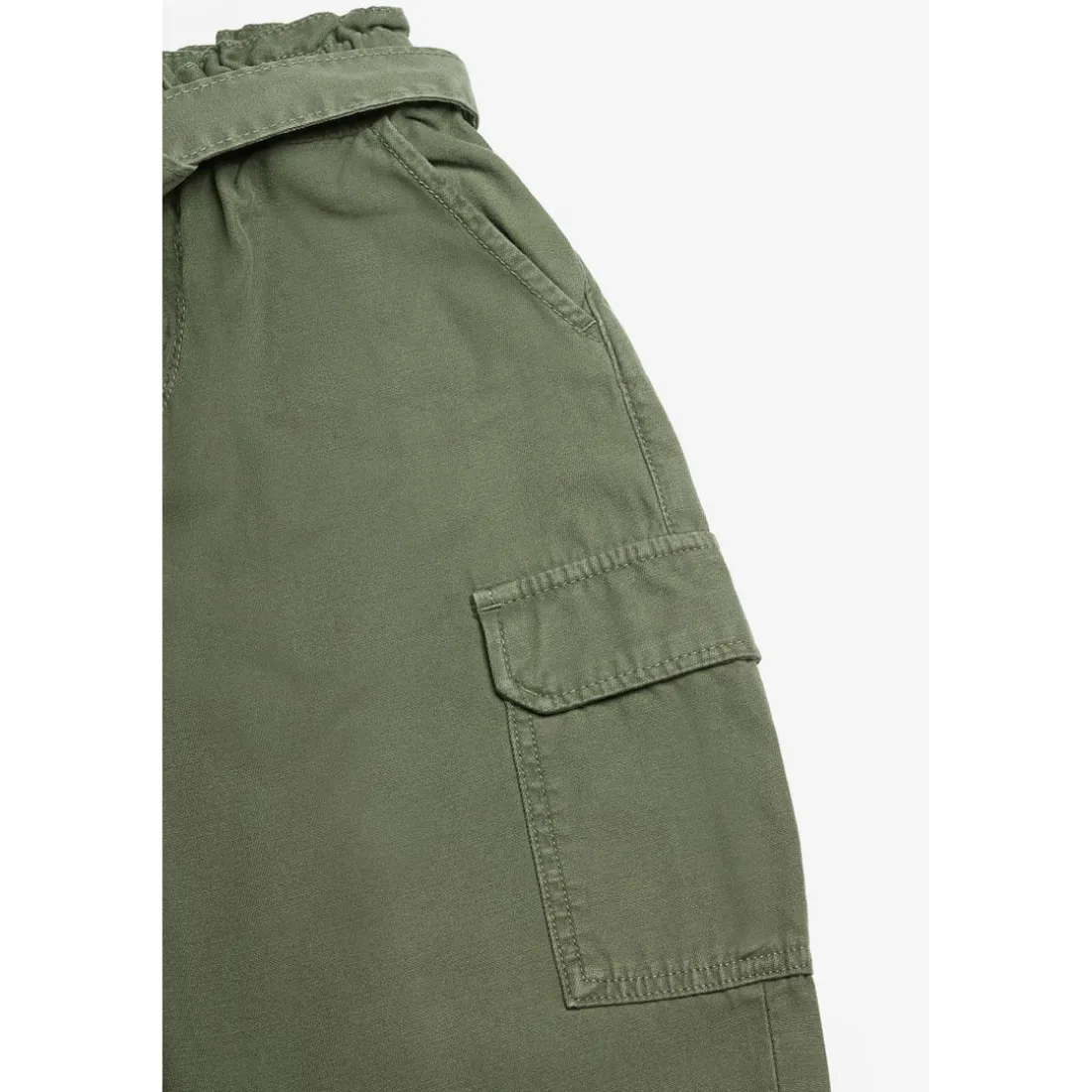 Pantalon fille, loose, large MILA vert en coton