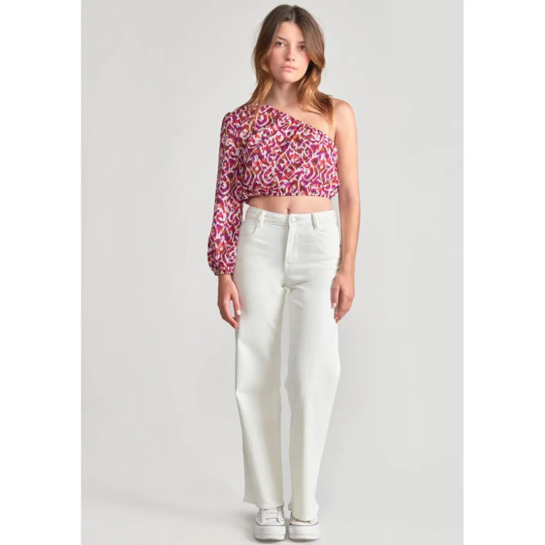Pantalon fille, loose, large en jeans ROMMIGI blanc Vera