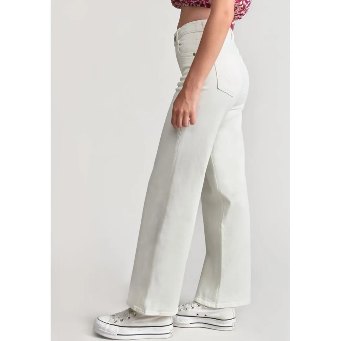 Pantalon fille, loose, large en jeans ROMMIGI blanc Vera