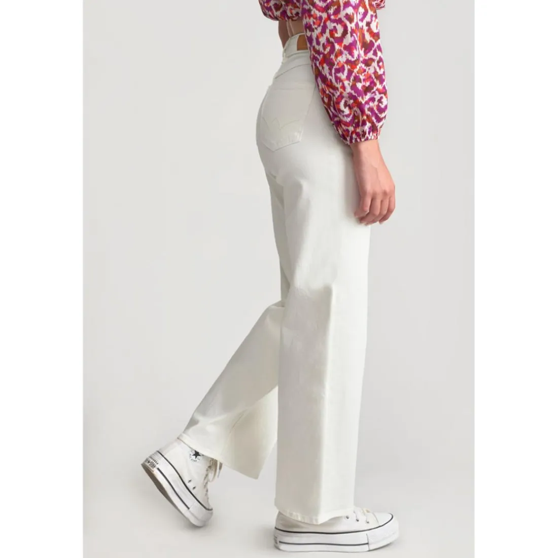 Pantalon fille, loose, large en jeans ROMMIGI blanc Vera