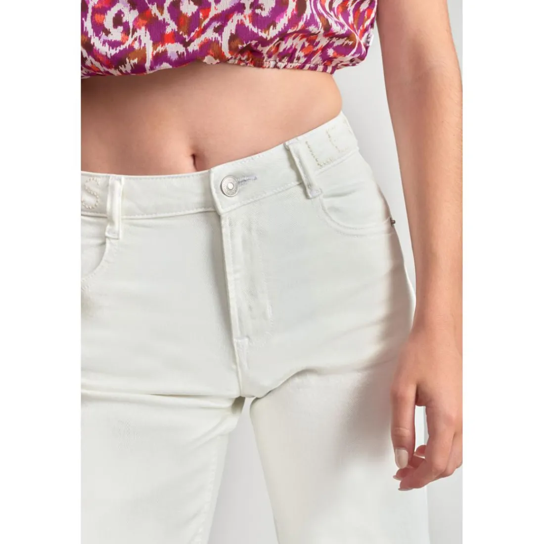 Pantalon fille, loose, large en jeans ROMMIGI blanc Vera