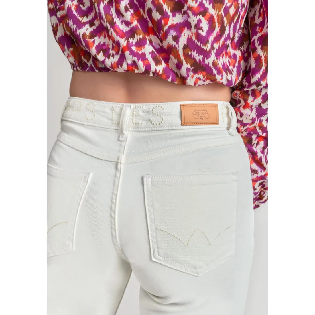 Pantalon fille, loose, large en jeans ROMMIGI blanc Vera
