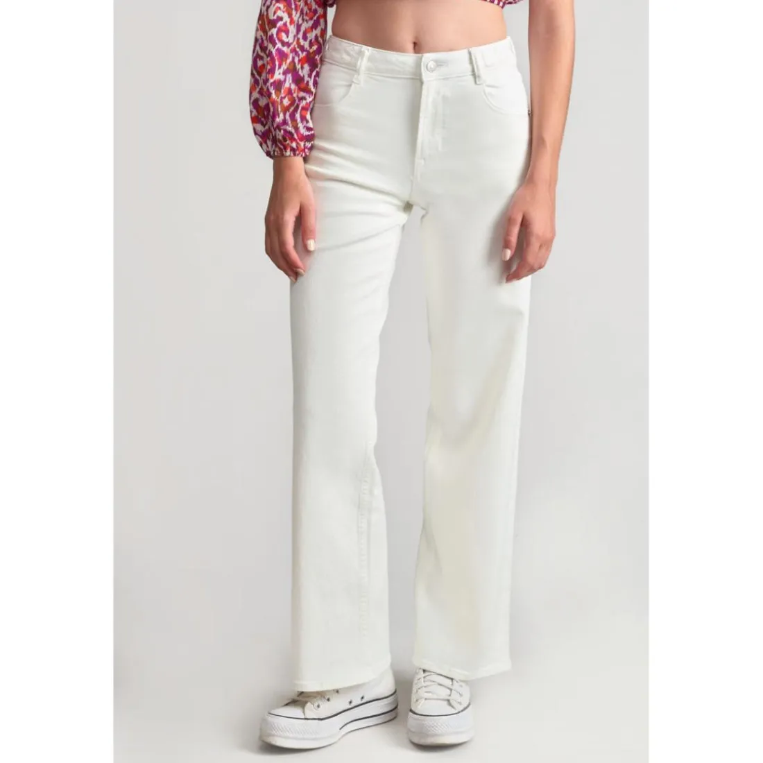 Pantalon fille, loose, large en jeans ROMMIGI blanc Vera