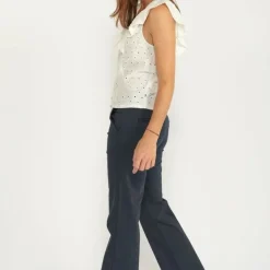 Pantalon Flare Joelle bleu nuit en coton
