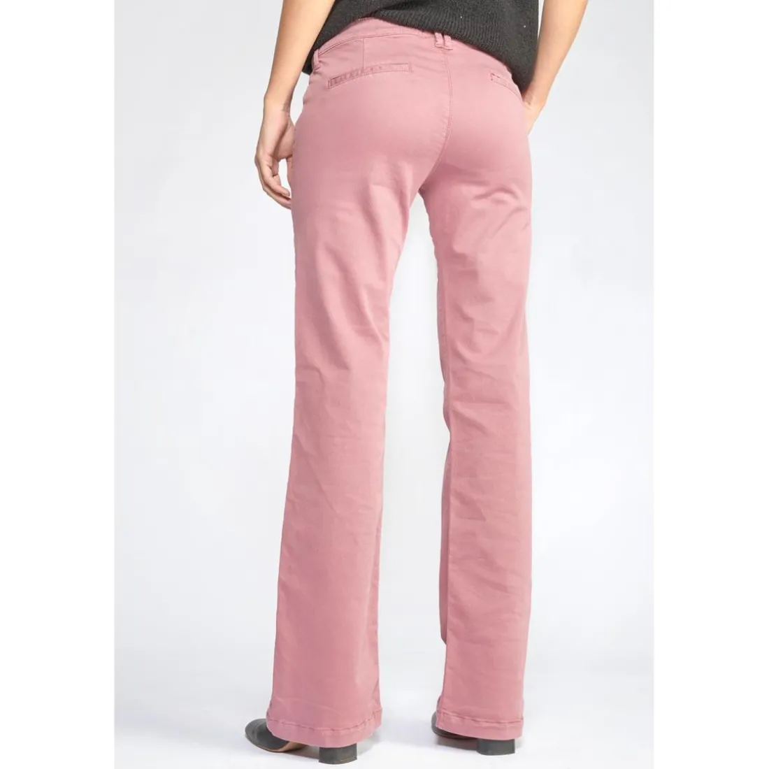 Pantalon Flare Joelle rose poudré en coton