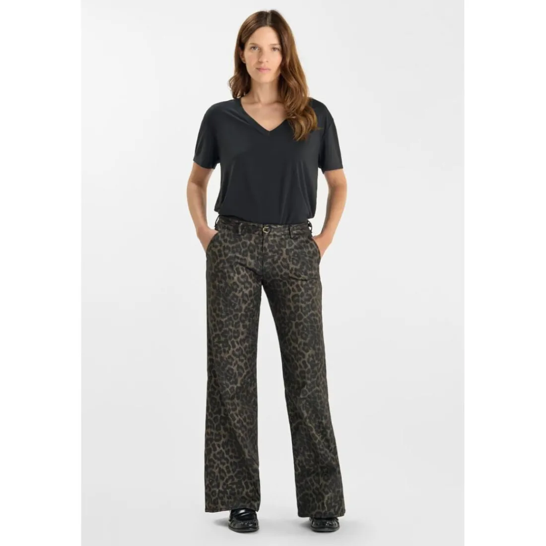 Pantalon flare TAHIS noir Lucie en coton