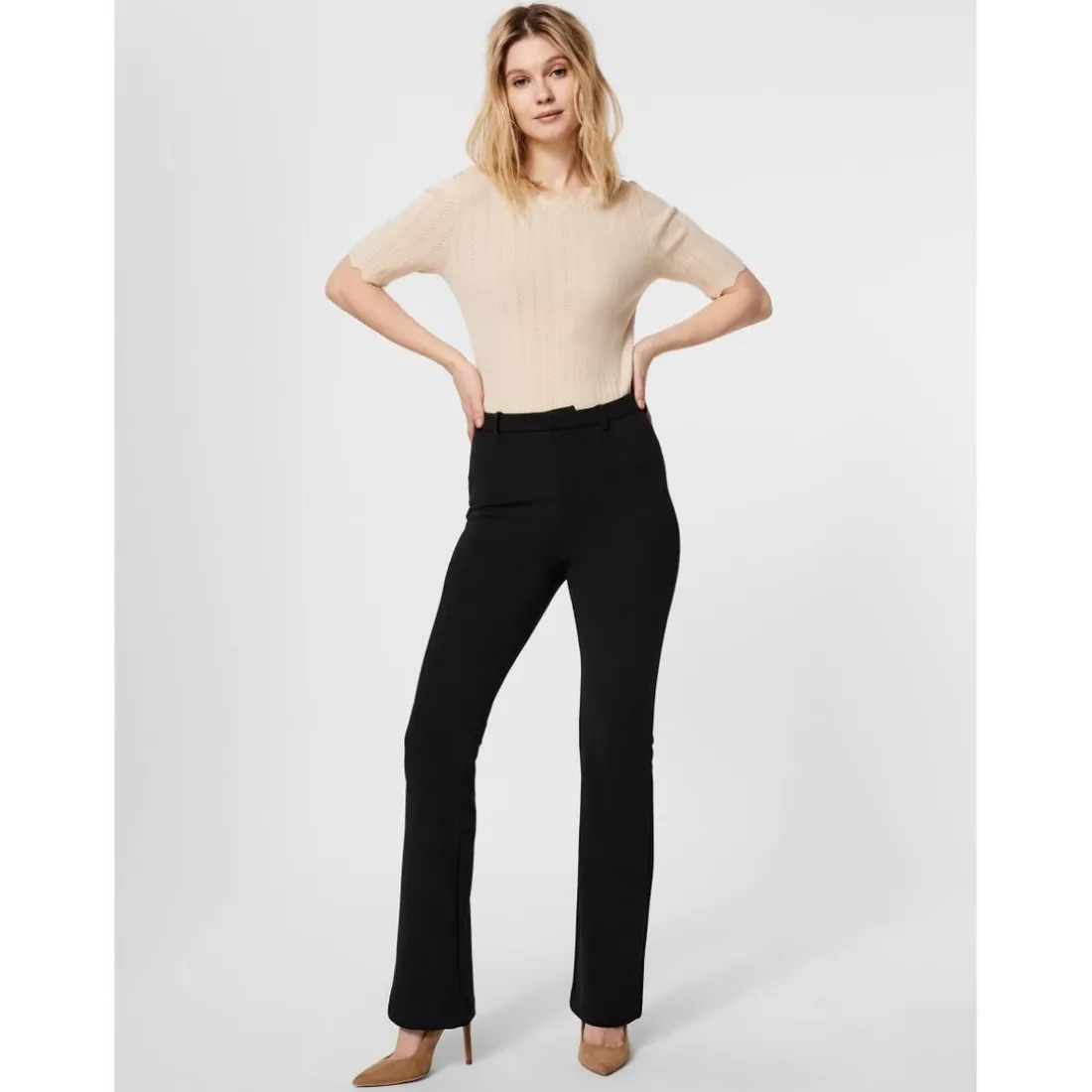 Pantalon Flared Fit Taille moyenne noir Eden