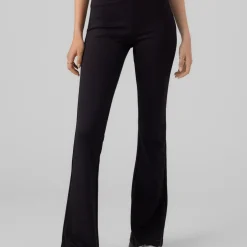 Pantalon Flared Fit Taille moyenne Pleine longueur noir en viscose Vale