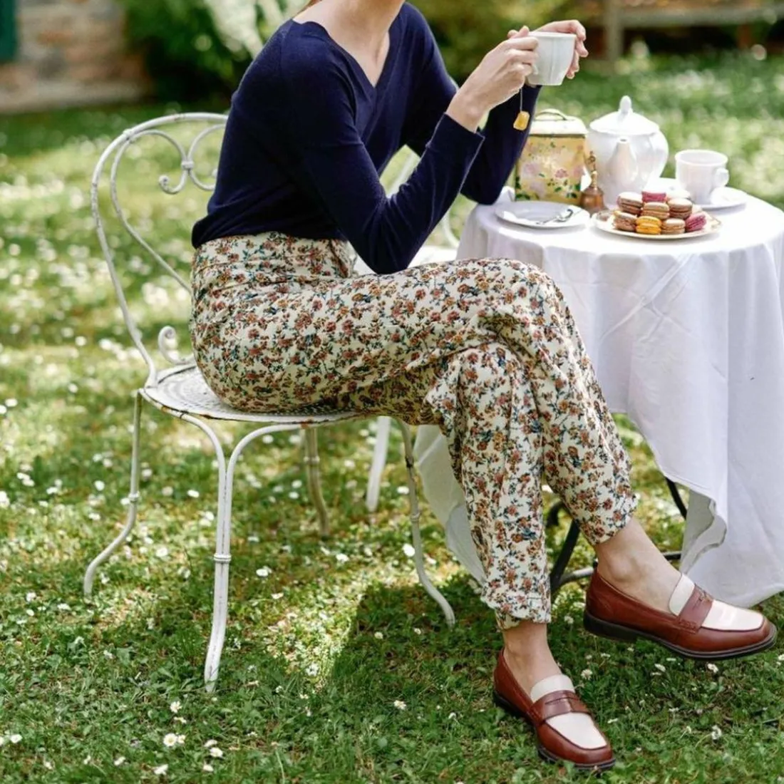 Pantalon floral SONNY VELOURS multicolore