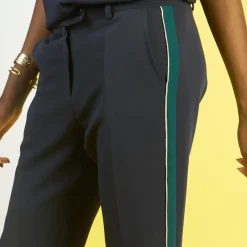 Pantalon fluide à bandes Carlos bleu marine