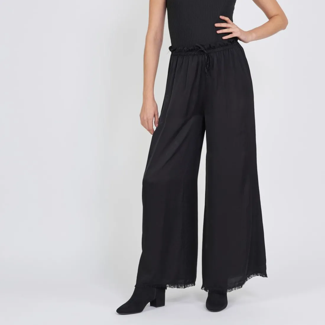 Pantalon fluide large mélange soie Jen