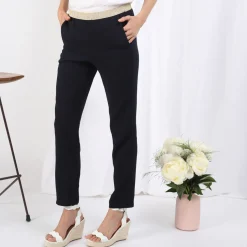 Pantalon fluide marine élastique doré Charly