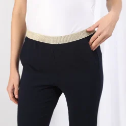 Pantalon fluide marine élastique doré Charly
