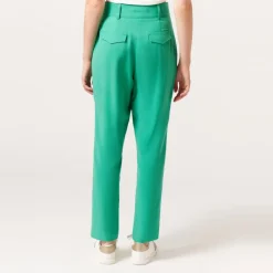 Pantalon fluide taille haute vert