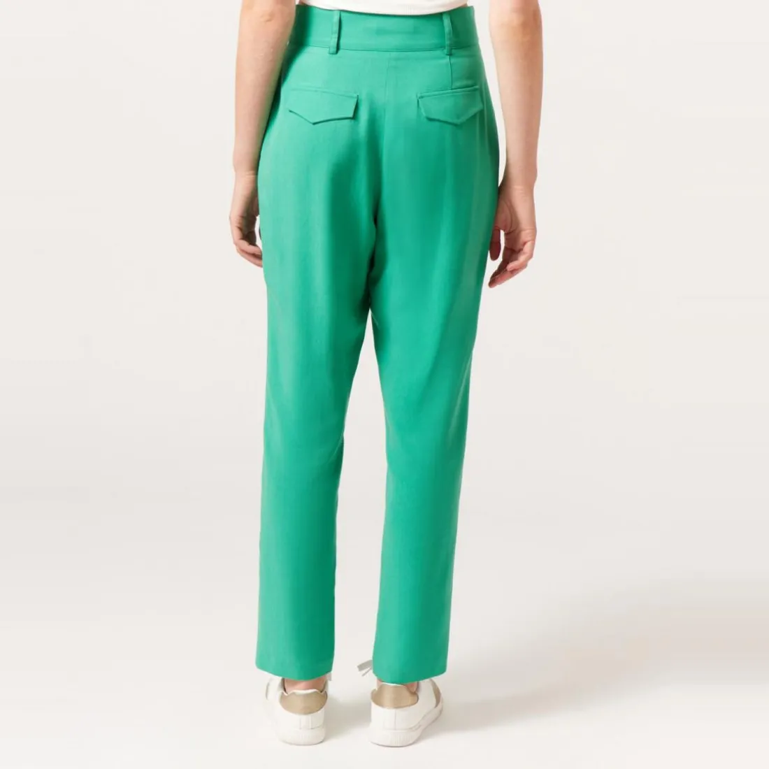 Pantalon fluide taille haute vert